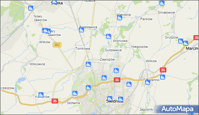 mapa Zawiszów, Zawiszów na mapie Targeo