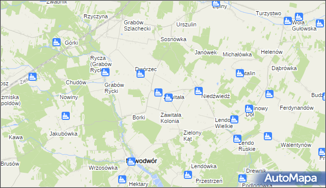 mapa Zawitała, Zawitała na mapie Targeo