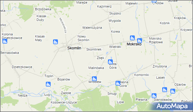 mapa Zbęk gmina Skomlin, Zbęk gmina Skomlin na mapie Targeo
