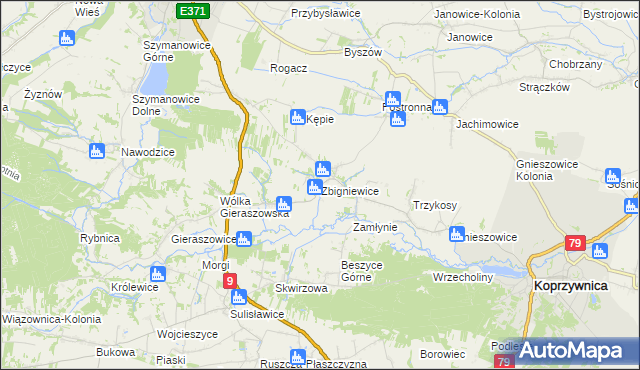 mapa Zbigniewice, Zbigniewice na mapie Targeo