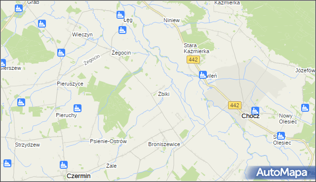 mapa Żbiki gmina Czermin, Żbiki gmina Czermin na mapie Targeo