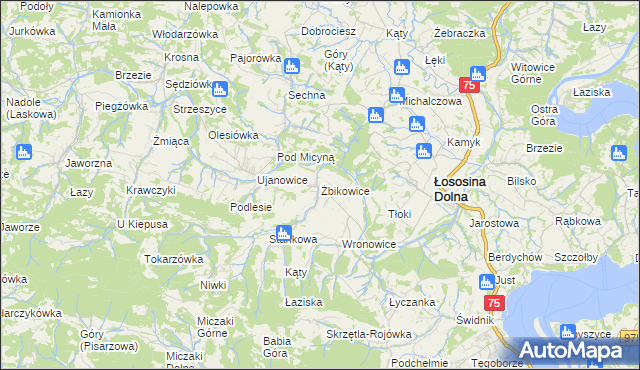 mapa Żbikowice, Żbikowice na mapie Targeo