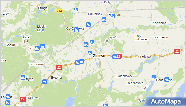 mapa Zblewo, Zblewo na mapie Targeo