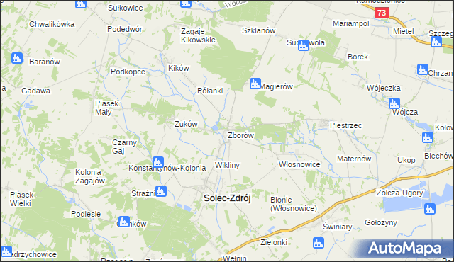 mapa Zborów gmina Solec-Zdrój, Zborów gmina Solec-Zdrój na mapie Targeo