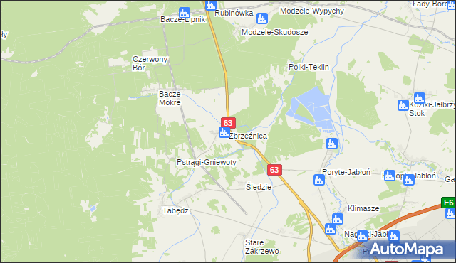 mapa Zbrzeżnica, Zbrzeżnica na mapie Targeo