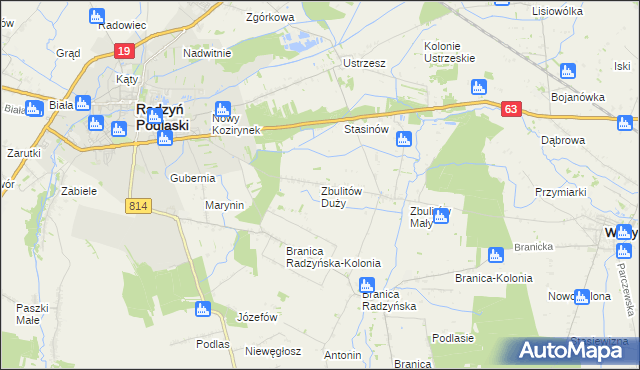 mapa Zbulitów Duży, Zbulitów Duży na mapie Targeo