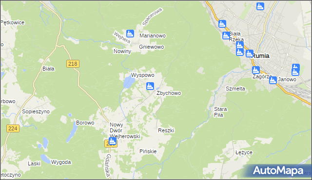 mapa Zbychowo, Zbychowo na mapie Targeo