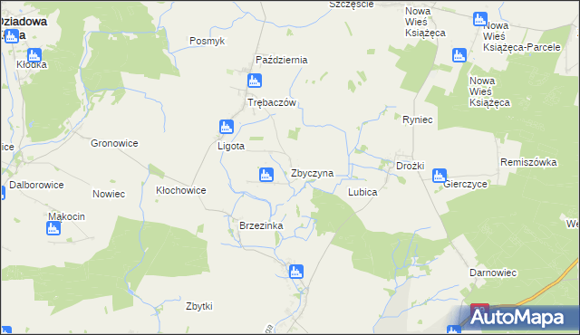 mapa Zbyczyna, Zbyczyna na mapie Targeo