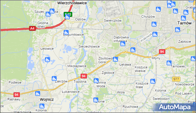 mapa Zbylitowska Góra, Zbylitowska Góra na mapie Targeo