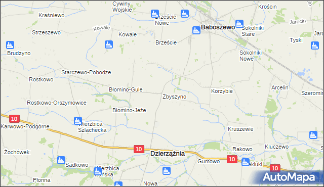 mapa Zbyszyno, Zbyszyno na mapie Targeo