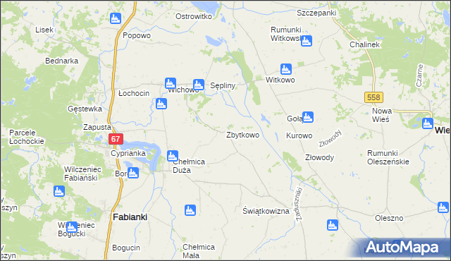 mapa Zbytkowo, Zbytkowo na mapie Targeo