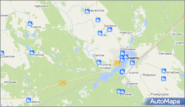 mapa Zdanów gmina Drawno, Zdanów gmina Drawno na mapie Targeo
