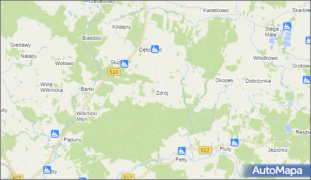 mapa Zdrój gmina Lelkowo, Zdrój gmina Lelkowo na mapie Targeo