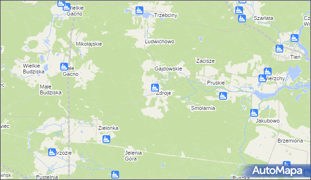 mapa Zdroje gmina Cekcyn, Zdroje gmina Cekcyn na mapie Targeo