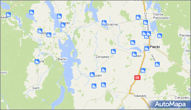mapa Zdrojewo gmina Piecki, Zdrojewo gmina Piecki na mapie Targeo