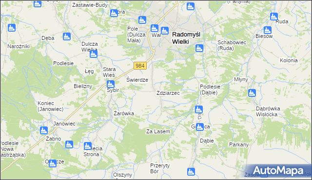 mapa Zdziarzec, Zdziarzec na mapie Targeo