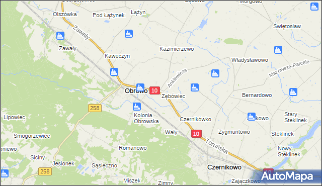 mapa Zębówiec, Zębówiec na mapie Targeo