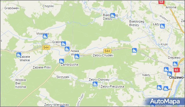 mapa Żebry-Chudek, Żebry-Chudek na mapie Targeo