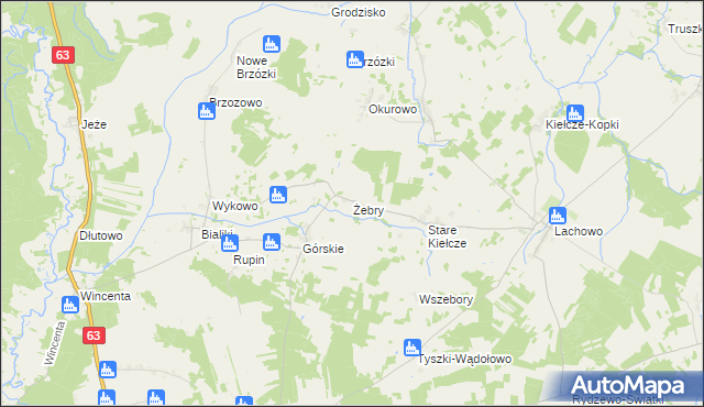 mapa Żebry gmina Kolno, Żebry gmina Kolno na mapie Targeo