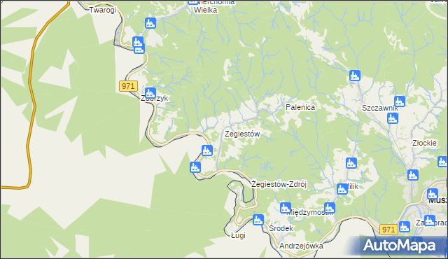 mapa Żegiestów, Żegiestów na mapie Targeo