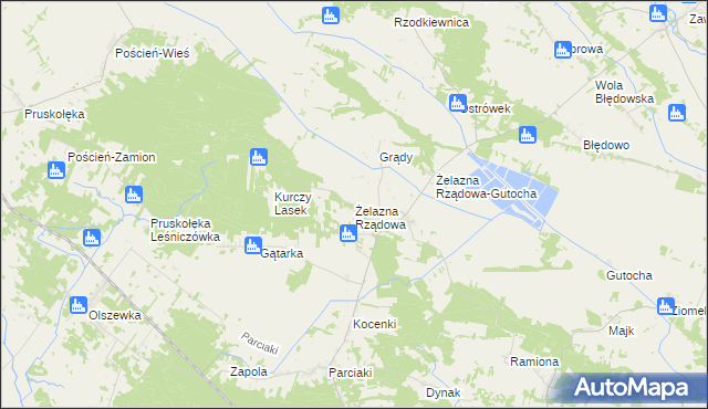 mapa Żelazna Rządowa, Żelazna Rządowa na mapie Targeo