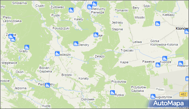 mapa Żelazo gmina Galewice, Żelazo gmina Galewice na mapie Targeo