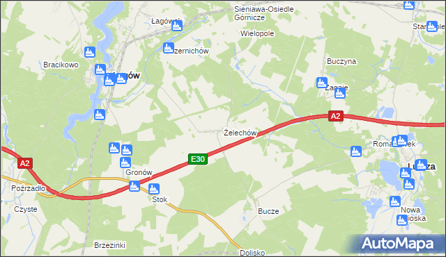 mapa Żelechów gmina Łagów, Żelechów gmina Łagów na mapie Targeo