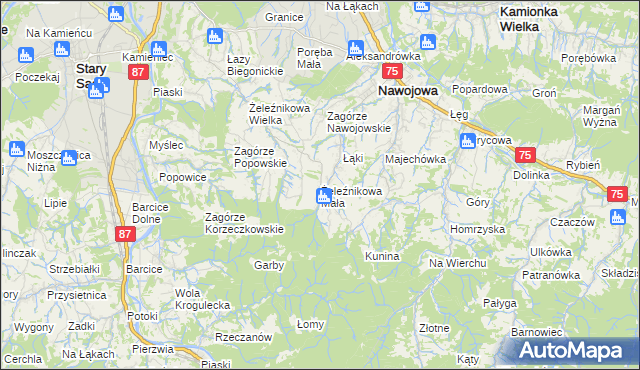 mapa Żeleźnikowa Mała, Żeleźnikowa Mała na mapie Targeo