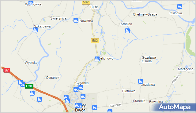 mapa Żelichowo gmina Nowy Dwór Gdański, Żelichowo gmina Nowy Dwór Gdański na mapie Targeo