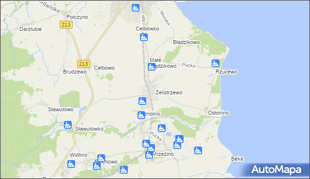 mapa Żelistrzewo, Żelistrzewo na mapie Targeo