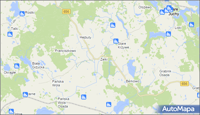 mapa Zelki, Zelki na mapie Targeo