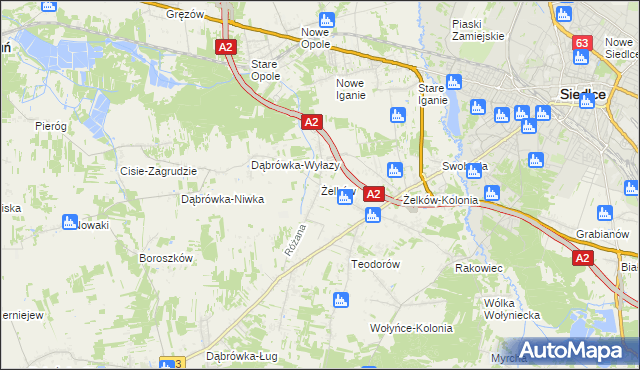 mapa Żelków, Żelków na mapie Targeo