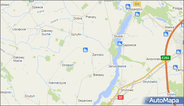 mapa Zemsko gmina Granowo, Zemsko gmina Granowo na mapie Targeo