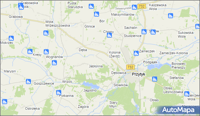 mapa Żerdź gmina Przytyk, Żerdź gmina Przytyk na mapie Targeo