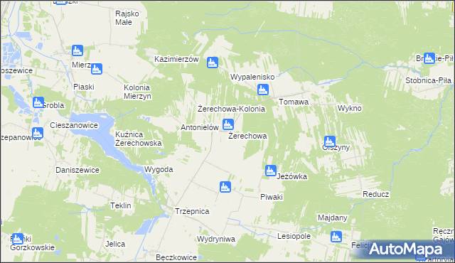 mapa Żerechowa, Żerechowa na mapie Targeo