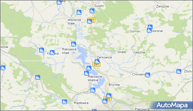 mapa Żerkowice gmina Lwówek Śląski, Żerkowice gmina Lwówek Śląski na mapie Targeo