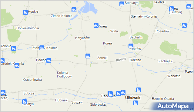 mapa Żerniki gmina Ulhówek, Żerniki gmina Ulhówek na mapie Targeo