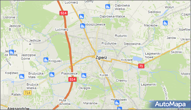 mapa Zgierz, Zgierz na mapie Targeo