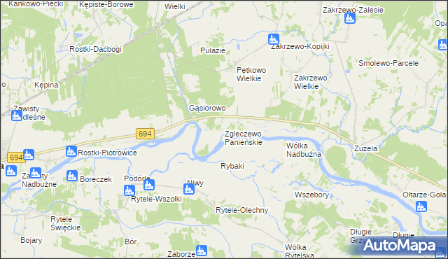 mapa Zgleczewo Panieńskie, Zgleczewo Panieńskie na mapie Targeo