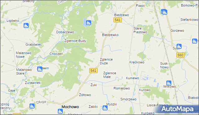 mapa Zglenice Duże, Zglenice Duże na mapie Targeo