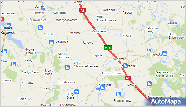 mapa Zgoda gmina Łanięta, Zgoda gmina Łanięta na mapie Targeo