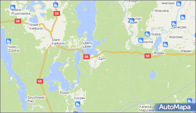 mapa Zgon, Zgon na mapie Targeo