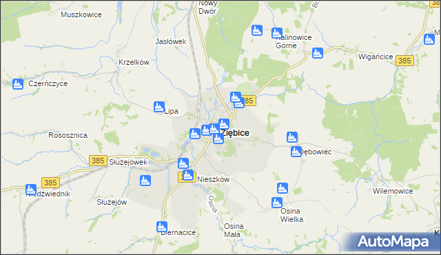 mapa Ziębice, Ziębice na mapie Targeo