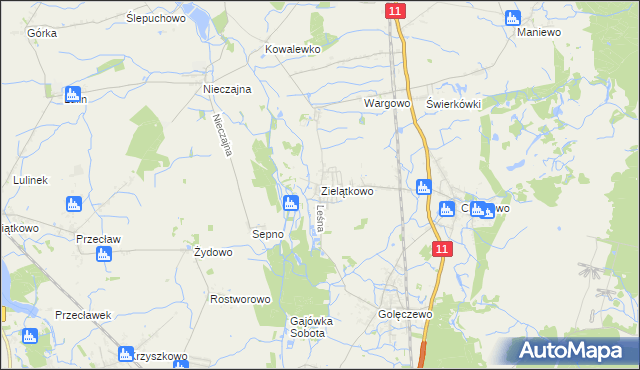 mapa Zielątkowo gmina Suchy Las, Zielątkowo gmina Suchy Las na mapie Targeo