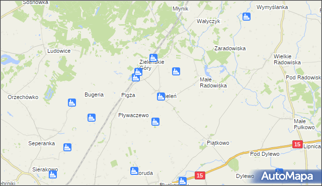 mapa Zieleń gmina Ryńsk, Zieleń gmina Ryńsk na mapie Targeo