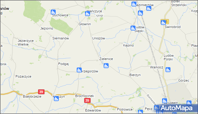 mapa Zielenice gmina Borów, Zielenice gmina Borów na mapie Targeo