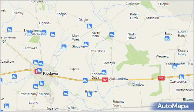 mapa Zieleniec gmina Chodów, Zieleniec gmina Chodów na mapie Targeo