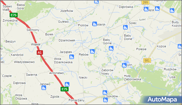 mapa Zieleniec gmina Gostynin, Zieleniec gmina Gostynin na mapie Targeo