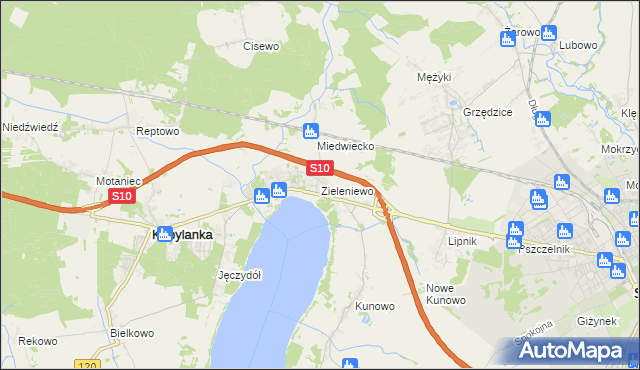 mapa Zieleniewo gmina Kobylanka, Zieleniewo gmina Kobylanka na mapie Targeo