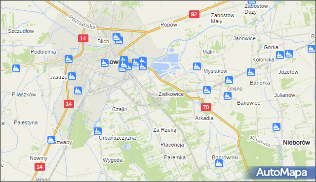 mapa Zielkowice, Zielkowice na mapie Targeo